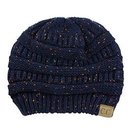 C.C Trendy Warm Chunky Soft Stretch Cable Knit Beanie Skully, Confetti Navy