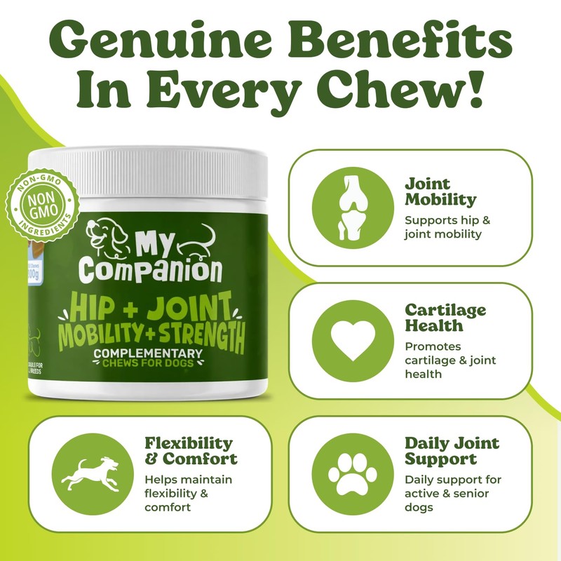 MyCompanion Hip & Joint Supplement for Dogs – Glucosamine, Turmeric