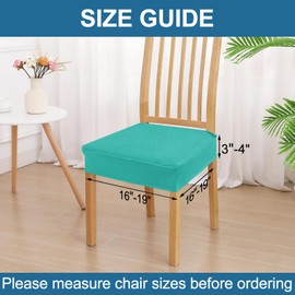 Smiry Waterproof Seat Covers for Dining Room Chairs Set of 2, Stretch Jacquard Removable Washable Chair Seat Slipcovers Protector, No Rear Covers, Teal