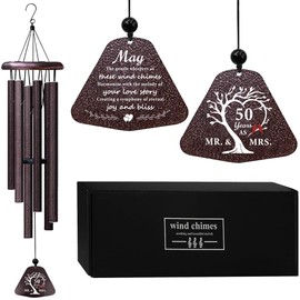 ZANIION 50th Anniversary Wedding Gifts Wind Chime 32", Happy 50 Years of Marriage Gifts Idea, 50th Anniversary Decorations for Couples, Parents, Husband, Wife, Romantic Gift for Her/Him Wine Bell 32"