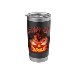 STAY LIT- PUNKING HEAD AND FIRE BURNING IN THE BACK Stainless Steel Insulated Tumbler