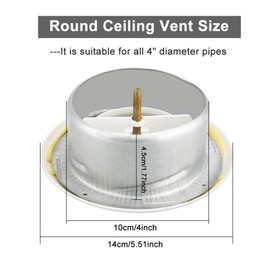 AFASOES Round Ceiling Vent Adjustable Air Valve Grill Ventilation Ducting Hose Cover Bathroom Wall Vent Cover Metal Extractor Fans Grille for Bathroom Office Kitchen, White (100mm 4" Dia)