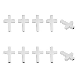 UNICRAFTALE Pack of 10 Cross Spacer Beads, Smooth Metal Beads, Stainless Steel Beads, Small Cross Beads, Loose Beads for DIY Bracelets, Necklaces, Jewellery Making Accessories, 2 mm Hole