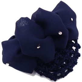 Happy Hat ha-415 Adult Hair Net, Scrunchie Style Bun Net with Hair Clip, navy