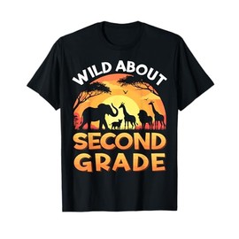 Wild About Second Grade Zoo Animals Back To School Safari T-Shirt
