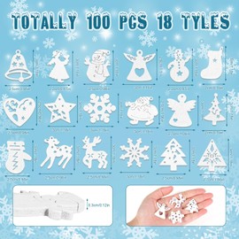 HOWAF 100 Wooden Christmas Ornaments, Mini Christmas Confetti Reindeer Snowflake Confetti, Christmas Tree Decorations Hanging Ornaments for DIY Craft Christmas Decorations, Christmas Table Decoration