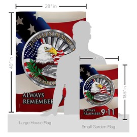 Breeze Decor Always Remember Garden House Flag Kit Americana Patriot Day World Planet Peace Environment Awareness United State American Decoration Banner Small Yard Gift Double-Sided, Made in USA