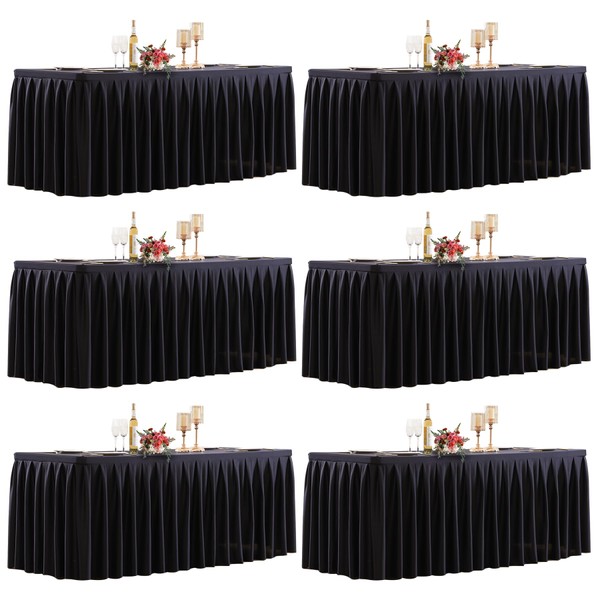 HB HBB MAGIC 6 Pack Black Tablecloths for 6 Foot