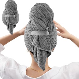 Toalla de microfibra para el cabello, turbante superabsorbente para secado rápido, toalla de microfibra suave y rizada para el cabello