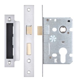 Zoo Hardware Mortice Euro Profile Sash Lock Case Body - Stainless Steel (64mm Case (44.5mm Backset))