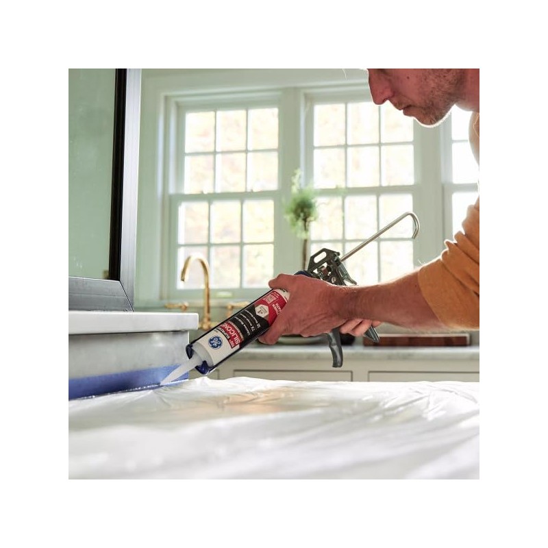 GE Supreme Silicone Caulk for Kitchen & Bathroom, Clear, 10