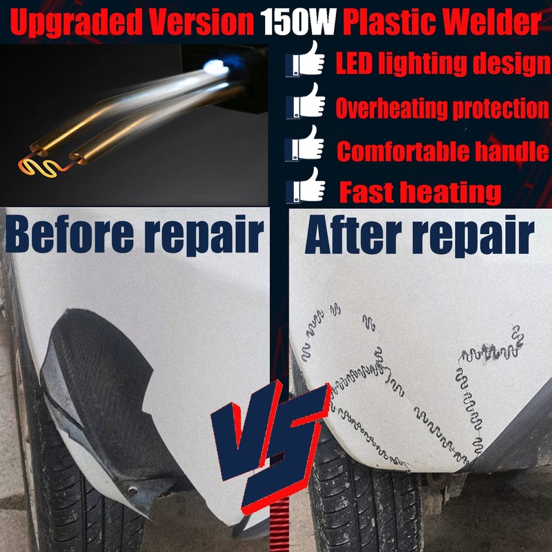 Upgraded 220W Plastic Welder Bumper Repair Kit,2-in-1 Plastic Welding Kit