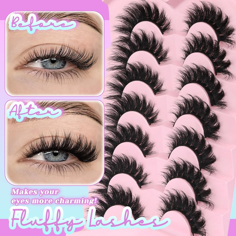 Losha Lashes Volume False Eyelashes Fluffy Cat Eye Lashes 7