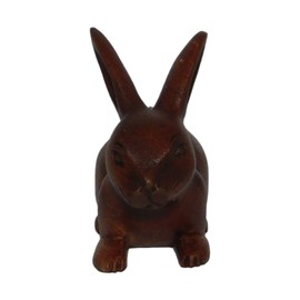 Brave Wings Hand Carved Wooden Decoration ~ Rabbit 10cm High ~ Ornament Sculpture Figurine Statue Unique Table Decoration Home Decor ~ 5175