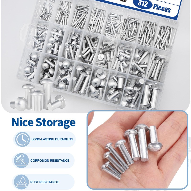 Waltool 312Pcs M2.5 M3 M4 M5 M6 M8 × 10mm