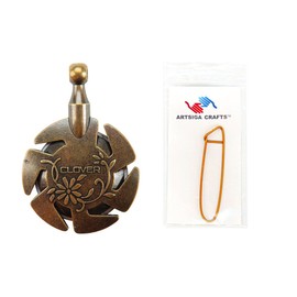 Clover Needlecraft Yarn Cutter Pendant Antique Gold 3105 with Stitch Holder