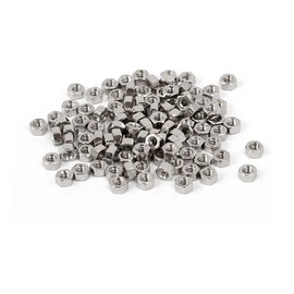Sourcingmap M1.4 x 1.5mm Nickel Plated Hexagon Hex Nuts Fasteners Silver Tone 100PCS