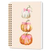TWRVI Coquette Pink Bow Pumpkins Spiral Notebook, Rustic Aesthetic Fall