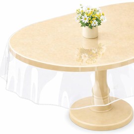 Zyntrifugal Clear Oval Table Cover Protector 52 x 70 in Plastic Tablecloth for 4~6 Seats Table