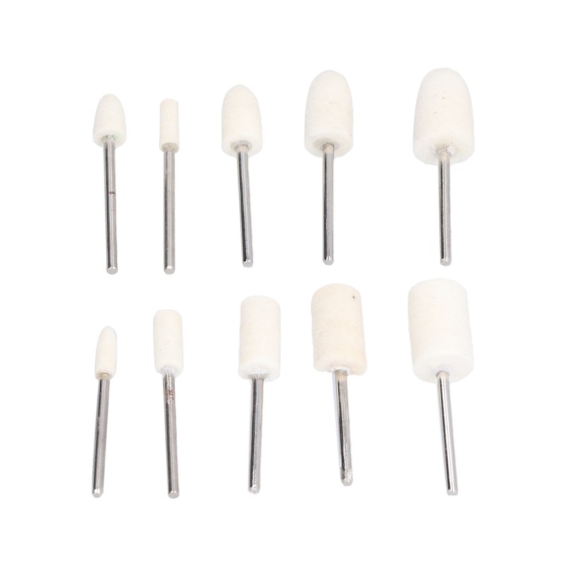 100Pcs Polishing Head Wool Felt Tapered Cylindrical Buffing Wheel Set