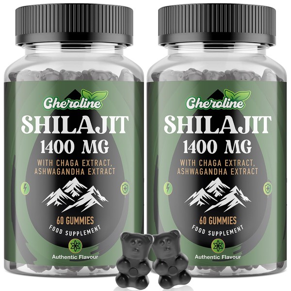 Shilajit Gummies 1400mg, Pure Himalayan Shilajit with Chaga and Ashwagandha,