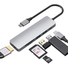 Fotgear USB C Hub Multipuerto Adaptador, 6-en-1 Tipo C 3.0 Adaptador de Hub con HDMI 4K, Puerto de Carga PD de 100W, 2 USB 3.0 Puerto, Lector de Tarjetas SD/TF para Computadora Portátil