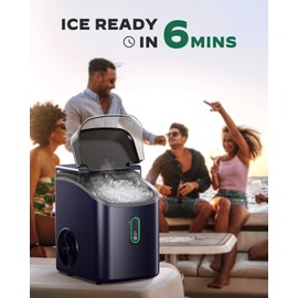 Nugget Ice Maker Countertop, Pebble Ice Maker with Crushed Ice, One-Click Operation Ice Machine with Self-Cleaning, 33lbs/24H for Home, Kitchen, Office, Blue