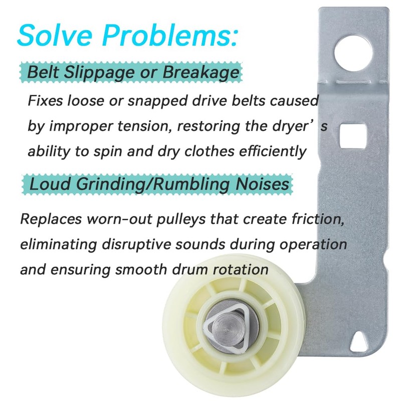 Dyer Idler Pulley for May-tag Bravos MEDB835DW4, Whirl-pool Cabrio WED8000DW4,