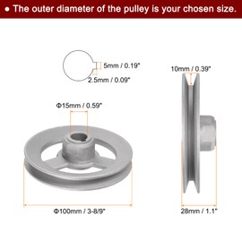 sourcing map Industrial Sewing Machine Clutch Motor Pulley 15 mm Inner 100 mm Outer Diameter Aluminium Electric Transmission Wheel Pulley