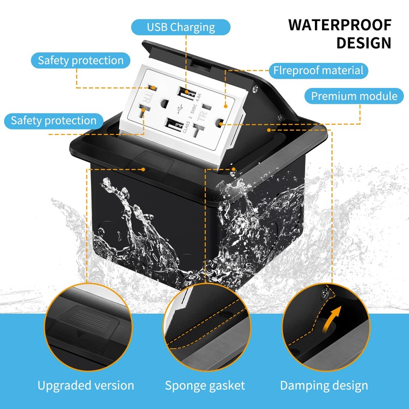 Vagueior Pop-Up Floor Box Kit, Waterproof Electrical Outlet Cover Box,