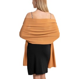 Yetoun Women Shawl Wraps for Evening Dresses, Wedding Shawls Chiffon Scarf Wrap Scarves (Camel,79inch×19inch)