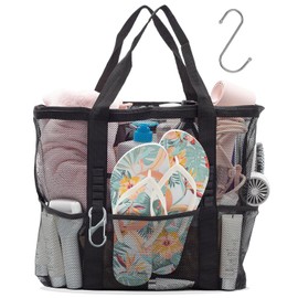 Waspot Large Mesh Shower Caddy 8-Pocket Portable Travel Organizer with Dedicated Main Compartment Waterproof Quick-Dry for Bathroom Essentials College Swimming (10.2x7.9x10.6inch)