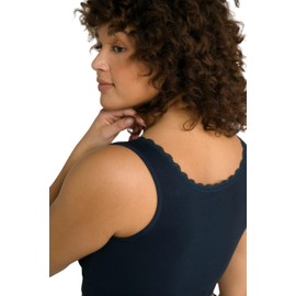 Ulla Popken Women's Plus Size Plus Size Bellieva Nursing Bustier Lace Seamless Organic Cotton Navy 66+ 803312132-66+, navy blue