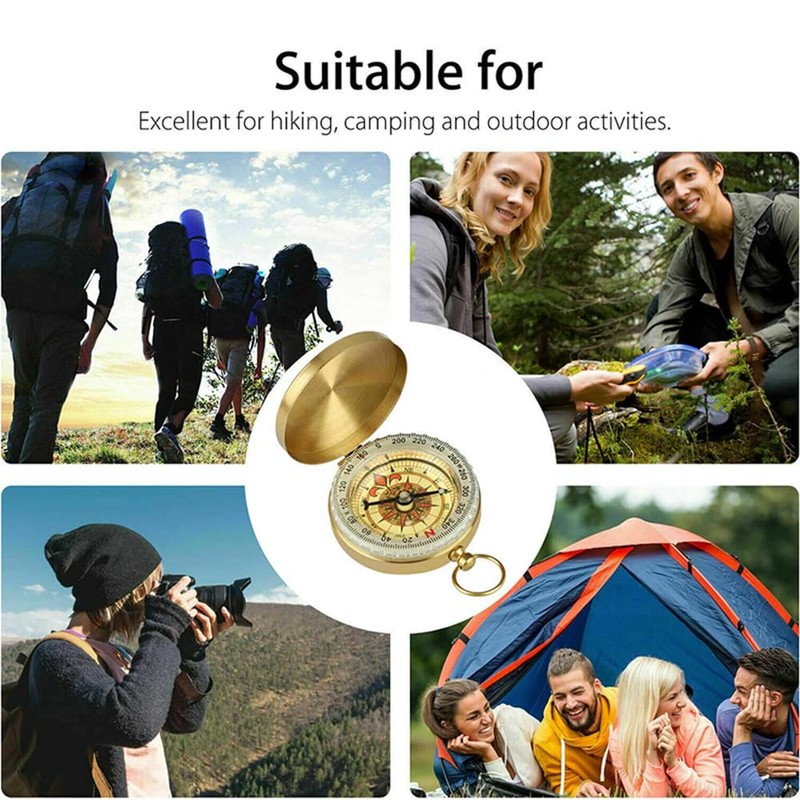 Portable Brass Pocket Compass Camping Hiking Navigation Small Watch Map