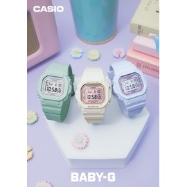 Casio BGD-565 EL Backlight Watch Baby Zee, Limited Model: White/Pale Pink, 1 piece, EL Backlight