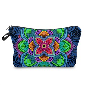 Livel lhood Mandala Flowers Cosmetic Bag Cute Roomy Makeup Bag Travel Toiletry Organizer Zipper Pouch Gifts Floral Mandala Makeup Bag for Girls Women Friends Sisters