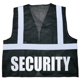 Security Safety Vest in Black with Silver/Reflective Design, High Visibility Vest