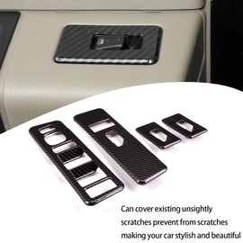 Window Lift Switch Cover Compatible with Hummer H2 2003-2007, Window Lift Switch Cover Interior Button Trim Kit, Auto Window Lift Panel Molding Protection Cover Accessories (Carbon fiber grain)