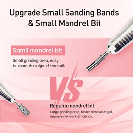 Small Sanding Bands Nail Drill Bits, Corfulra 200PCS Sanding Bands for Nail Drill with Two 3.1mm Mandrel bits, 150 Fine Grit Nail File for Acrylic Nails Gel Manicures and Pedicure, Pink