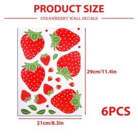 138Pcs 6 Sheets Strawberry Stickers Removable Strawberry Wall Decals for Room Decor Wallpaper Shortcake Laptops Suitcase Kitchen Bathroom Party Girls Bedroom Cute Fruit