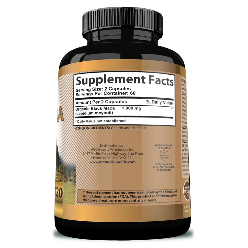 Organic Black Maca 1,900 mg per Serving Natural Energy Booster