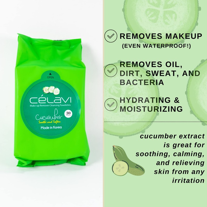 Celavi Makeup Remover Cleansing Wipes Removing Towelettes 2 Packs -