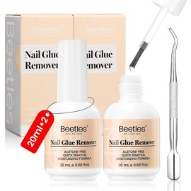 Beetles Nail Glue/Gel Nail Polish Remover Glue for False Nails, Press on Nails Glue Remover Easter'sGift - Category: 3Pcs 20ml Nail Glue*2+Dual Head Cuticle Pusher*1