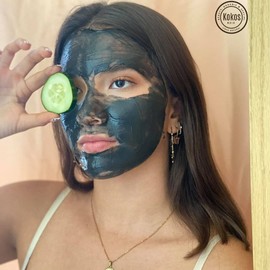 KOKOS Organic, Mascarilla Facial, Limpiador facial, Nutre e hidrata la piel, Hecha de Carbón Activado, Acido hialuronico facial, Contiene Colágeno, Elaborada de componentes naturales, Contenido 60 ml