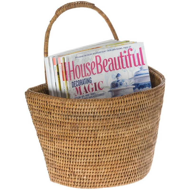 KOUBOO La Jolla Rattan Wall Storage Basket with Handle, Hanging