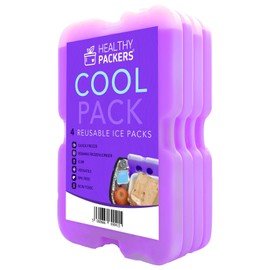 Healthy Packers Ice Pack for Lunch Box - Freezer Packs - Original Cool Pack (Set of 4) | Slim & Long-Lasting Ice Packs for Your Lunch or Cooler Bag (Purple)