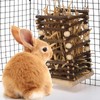 Eorbow Wood Rabbit Hay Feeder, Hanging Grass Holder with 2