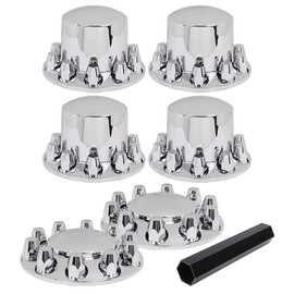 G-PLUS Wheel Hub Cover Kit Silver Front & Rear Axle Cover 33mm Lug, Fit for Semi Truck with 20", 22.5" and 24.5" hub piloted Wheels,11.25" Bolt Circle Wheels