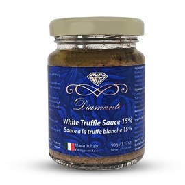 Diamante Italy White Truffle Sauce with High 15% White Truffle Content - Authentic Italian Gourmet White Truffle & Mushroom Sauce - Non GMO, Vegan & Made in Italy - 90g