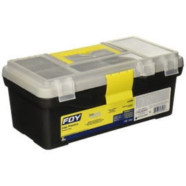 Foy 143200 Caja portaherramientas plástica con broches plásticos y organizador 12" x 6" x 5"